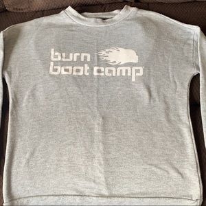 Burn Bootcamp gray long sleeve sweater, size Small.